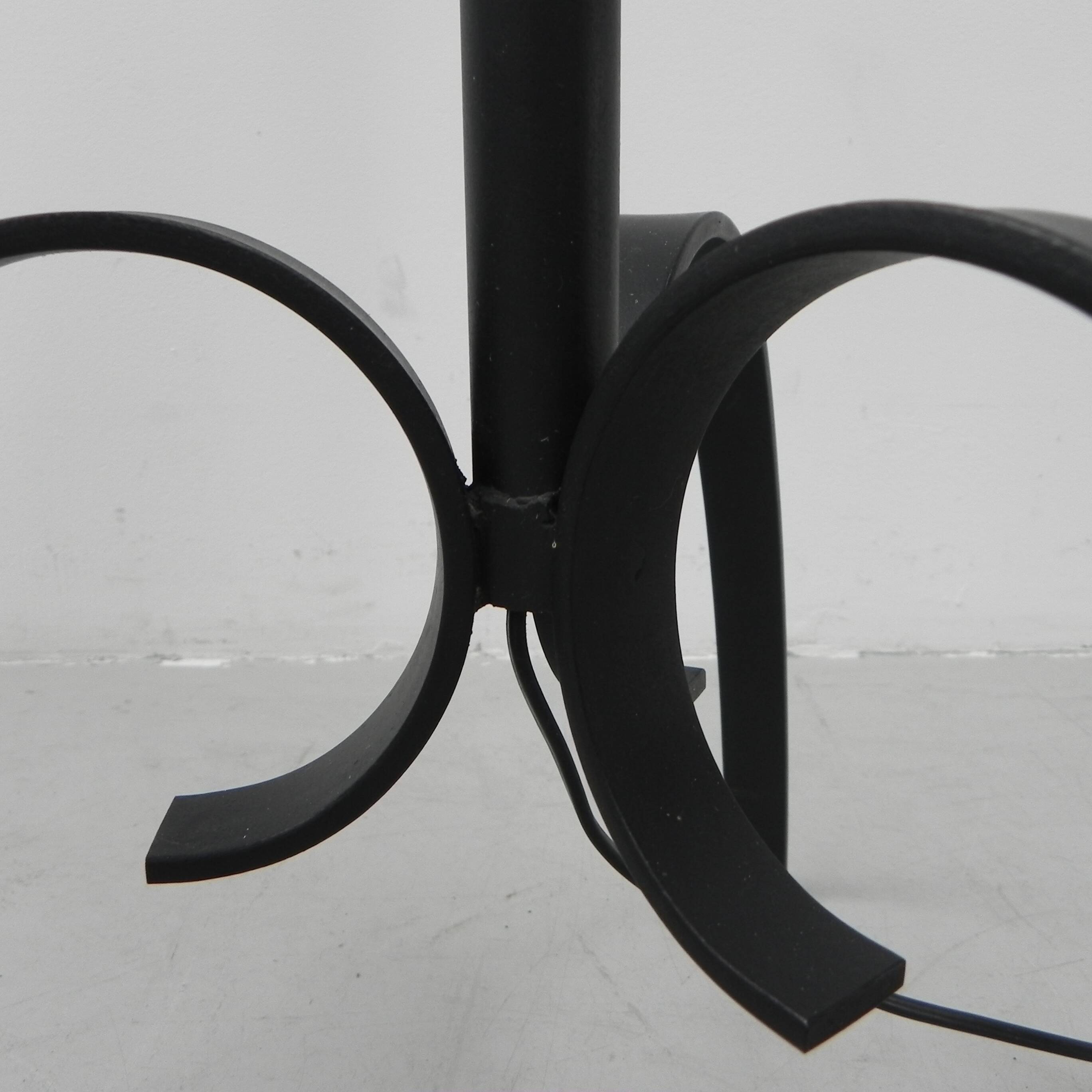 Standing vintage lamp with glass shade and perforated steel shade