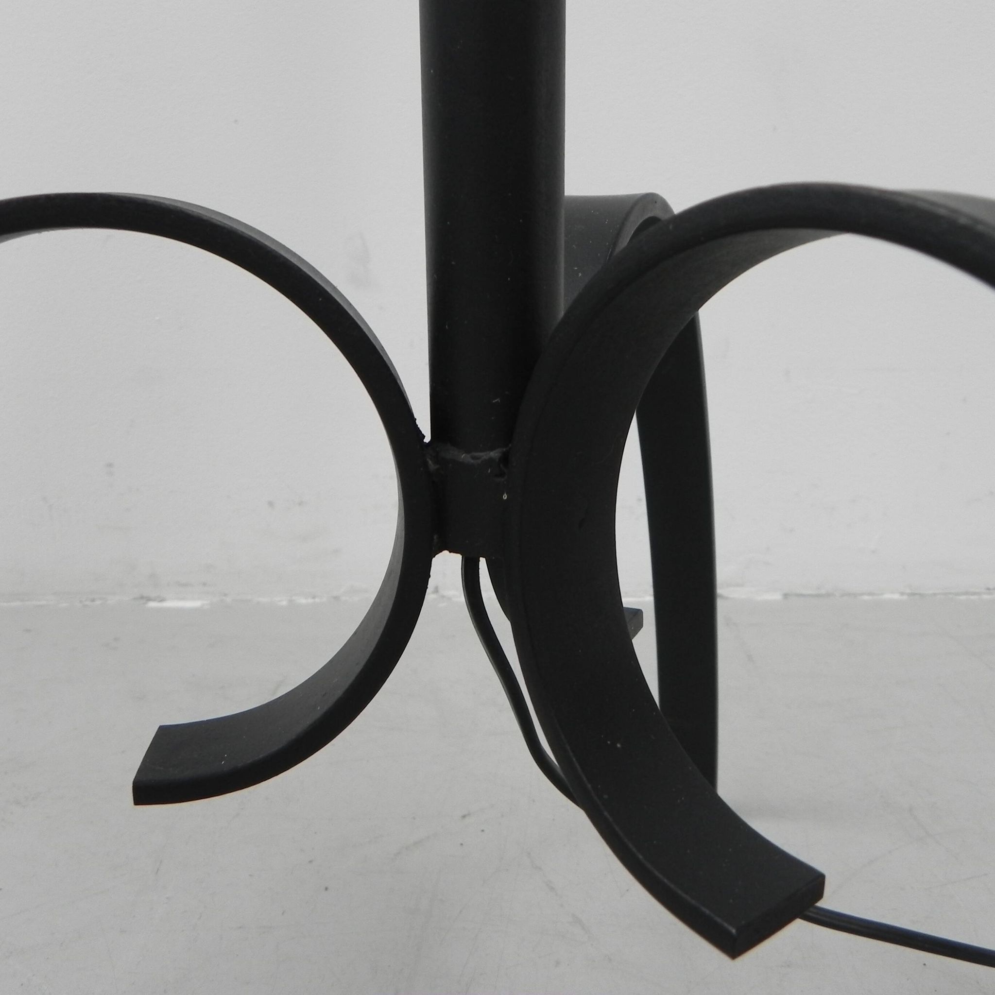 Standing vintage lamp with glass shade and perforated steel shade