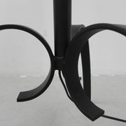 Standing vintage lamp with glass shade and perforated steel shade