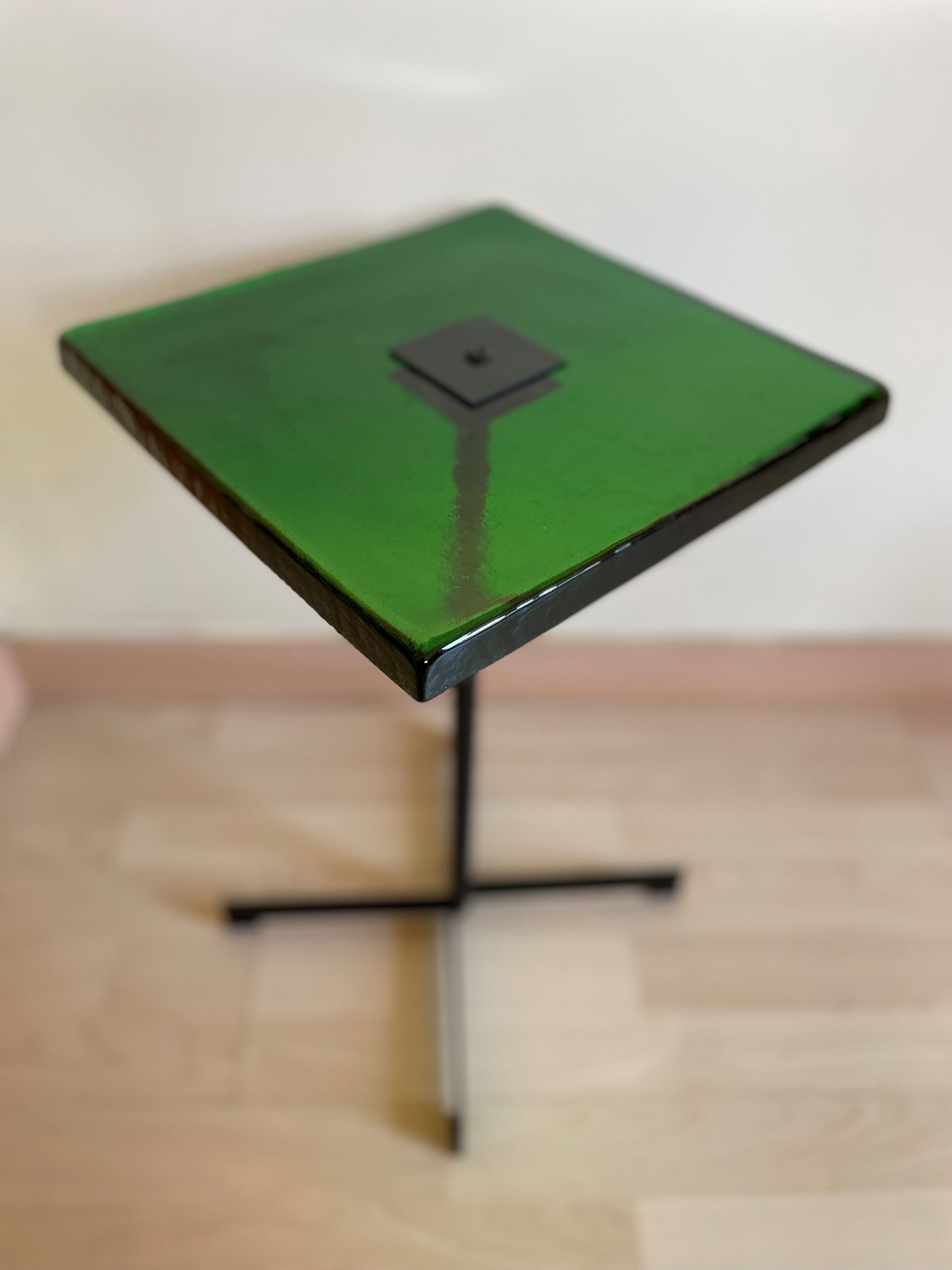 Vintage handcrafted glass side table