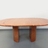 Vintage oval dining table in pink marble from the 70s 80s.