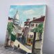 Old oil painting depicting a street in Montmartre