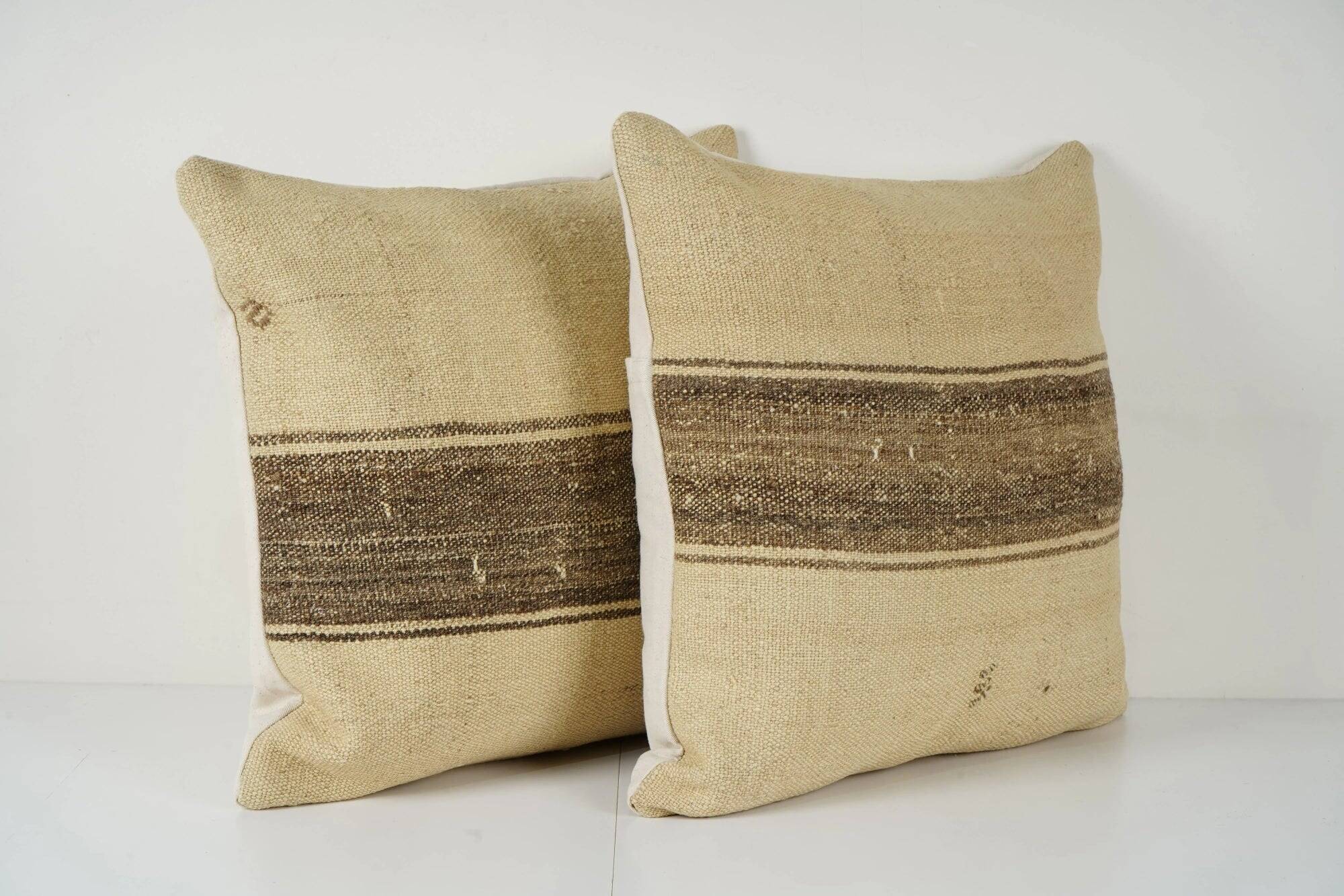 Set of 2 vintage kilim cushion covers 58x58 cm