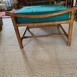 Duo of cane and rattan poufs