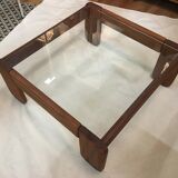 Glass and wood coffee table
