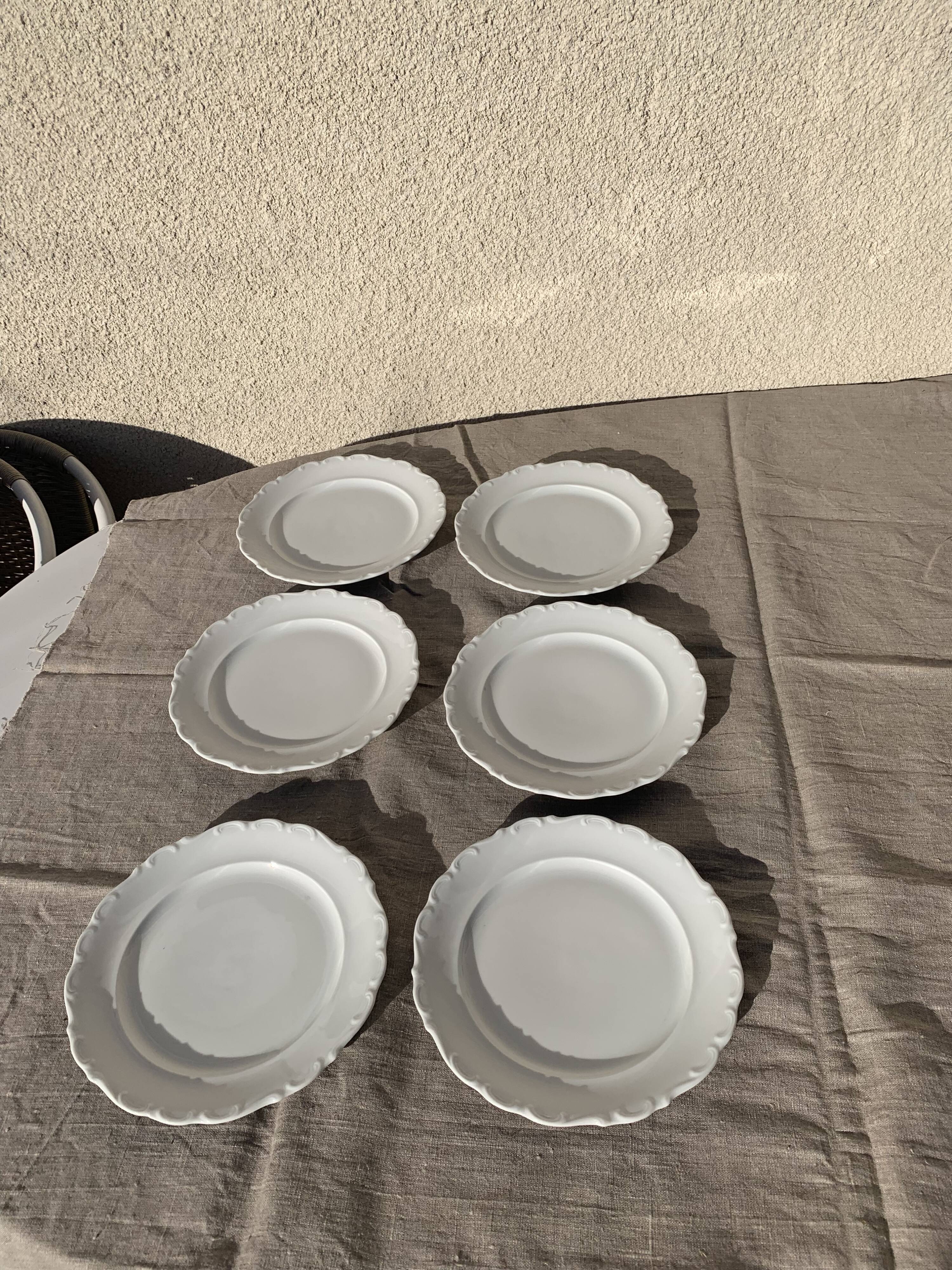 6 flat plates in white earthenware edge scalloon scalloon schumann arzberg germany vintage