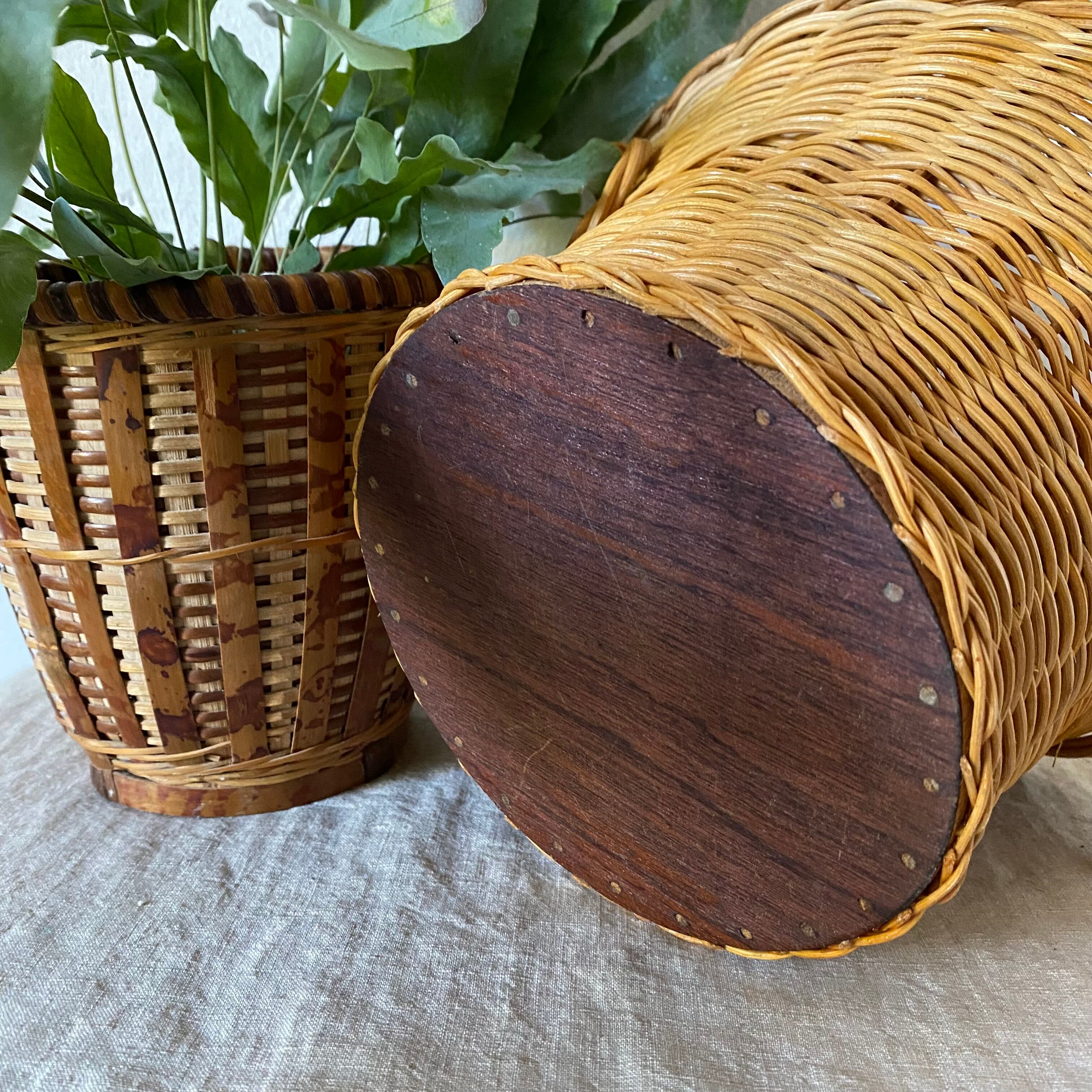 Vintage woven wicker pot cover