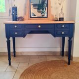 Coiffeuse Bleu de Sèvres miroir biseauté