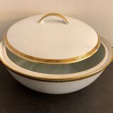 Porcelain tureen of Limoges Bernardaud, gilded Greek decoration, twentieth century