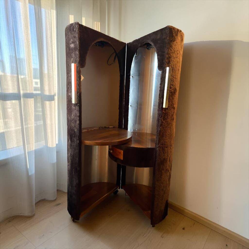 Brown vintage dressing table Massoni for Poltrona Frau