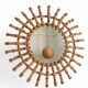 Midcentury Sunburst Mirror, Bamboo & Rattan, Handmade in France, 1950s