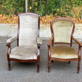 Imperial armchair in mahogany and grey velvet from the 19th century