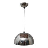 Suspended Dome Lamp Metal Nickel Hammered with Chrome Finish