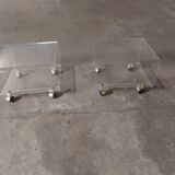 Set of two bedside tables, plexi sofa end, David Lange