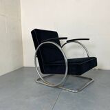 Bauhaus Art Deco Streamline Tubular Steel Lounge Chair by Jan Schröfer for Ahrend De Cirkel, 1920s