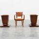 Pair large Art Deco geometric square oak planters, France 1930s