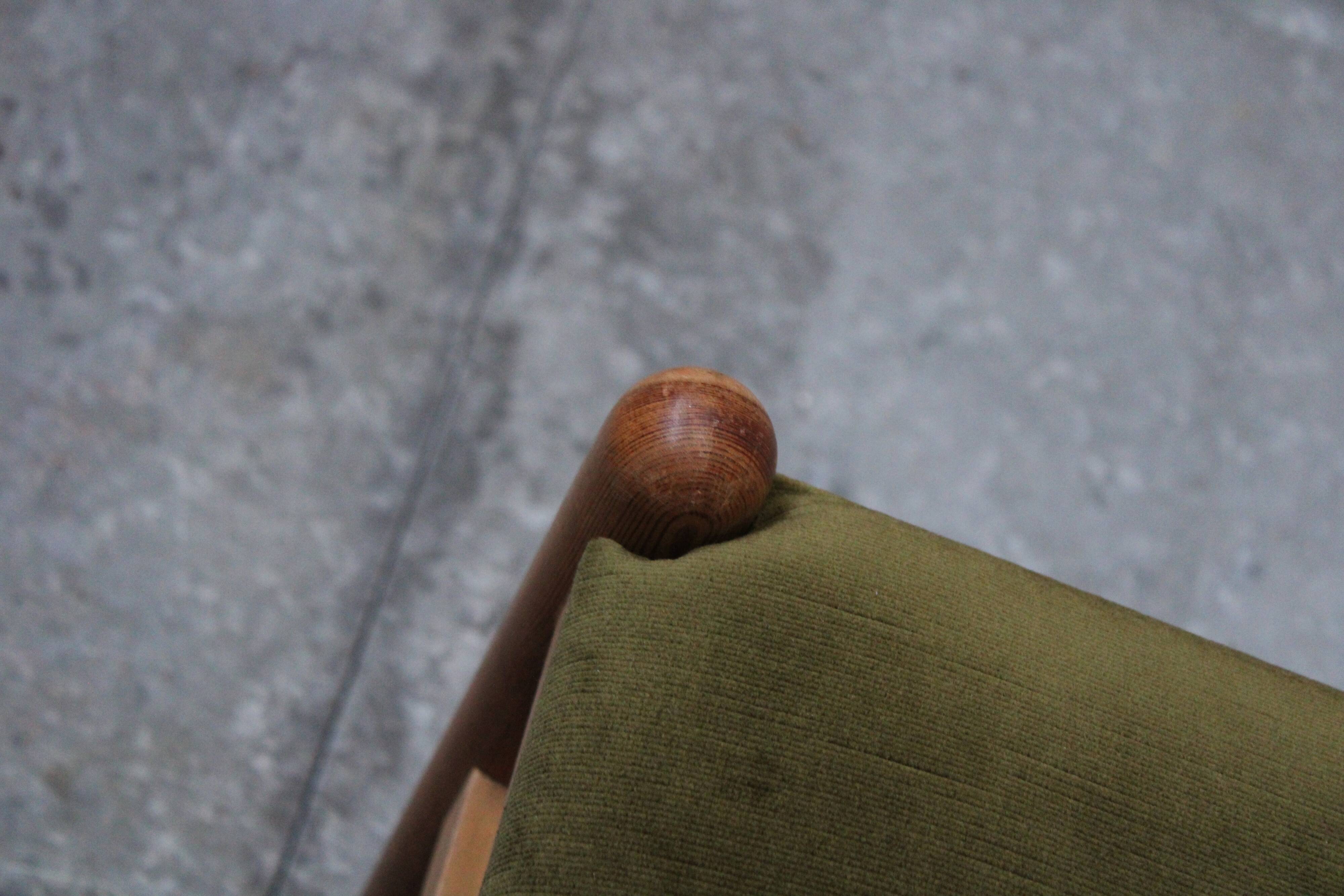 Vintage pine & velvet chairs