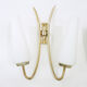 Pair of brass wall sconces and double tube in white opaline 1960