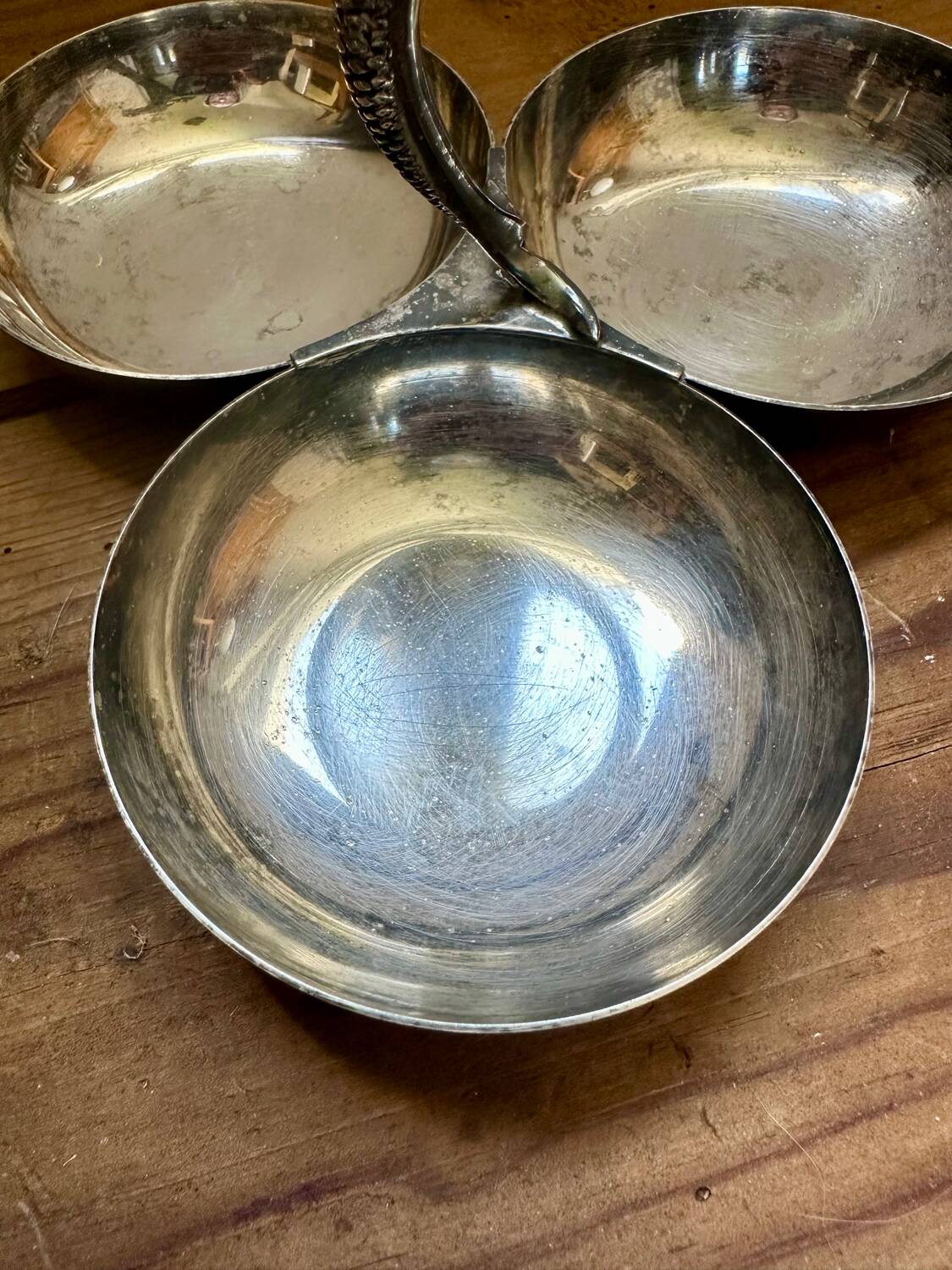 Old metal servant, silver Old metal servant, silver