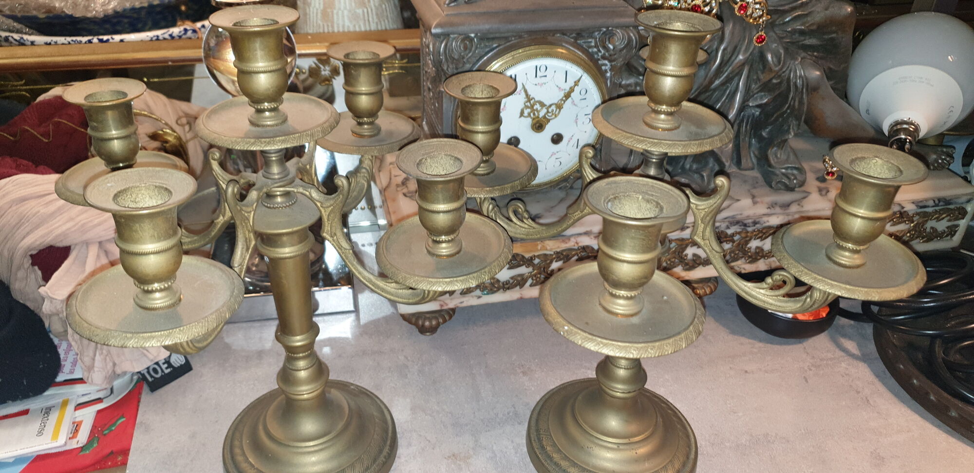 Pair of candlesticks candlesticks candelabres golden brass