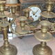 Pair of candlesticks candlesticks candelabres golden brass