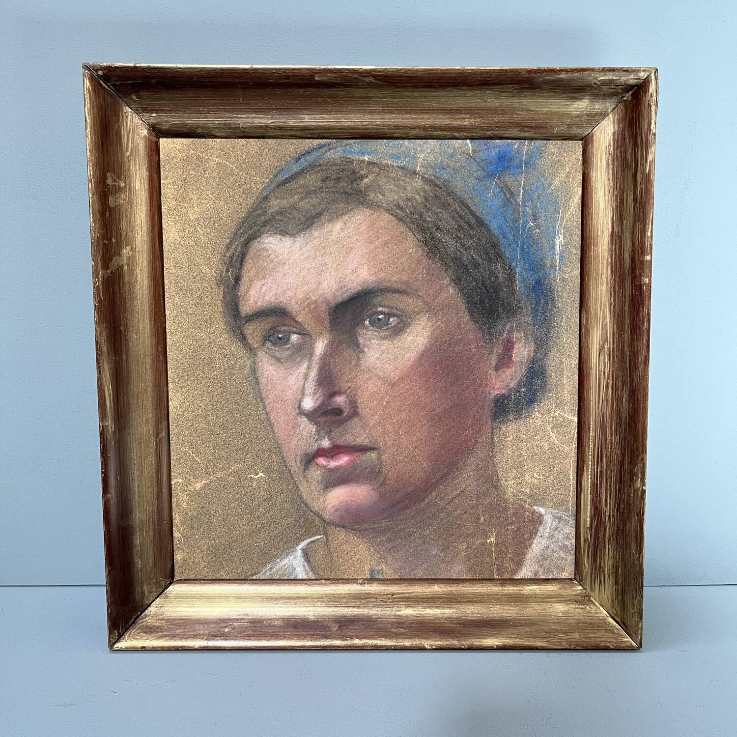 Painting early 20th century "The Woman in the Blue Turban"