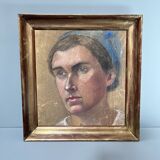 Painting early 20th century "The Woman in the Blue Turban"