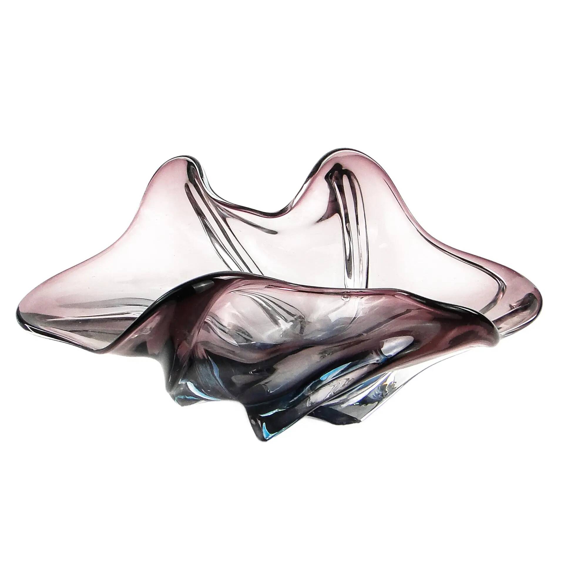 Sommerso bowl, mid-century modern, purple glass, Murano, Italy, 1950s