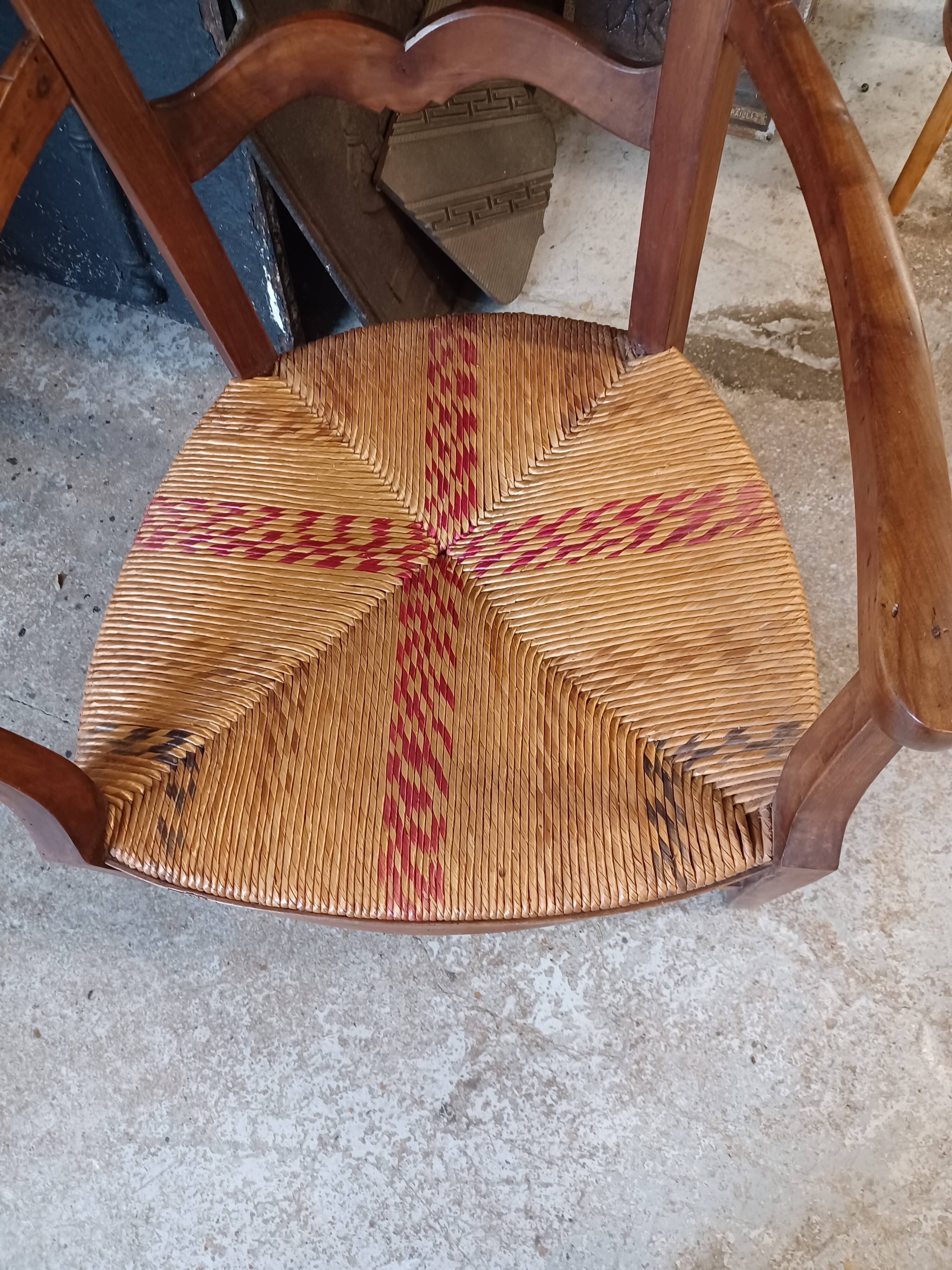 Walnut nanny straw armchair