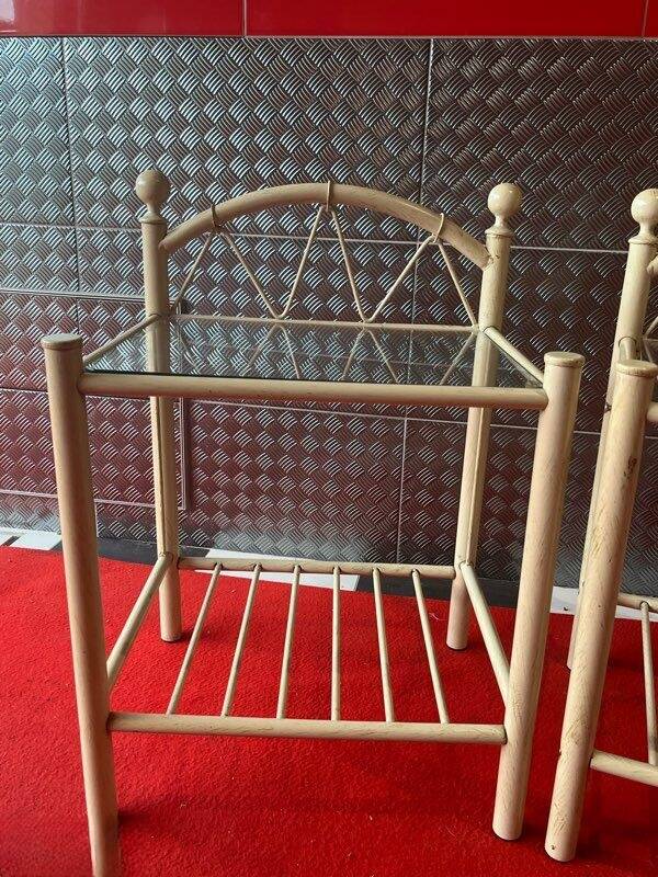 Set of two antique bedside tables.
