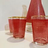 Set red liquor 1 carafe + 8 glasses Bvb France -retro cuisine vintagz