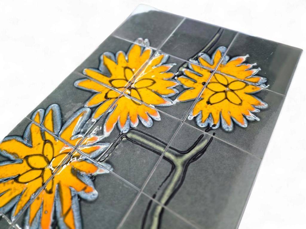 Vintage ceramic coffee table with chrome frame