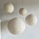 Average suspension in rattan and natural linen, Japanese-style, round D:40.