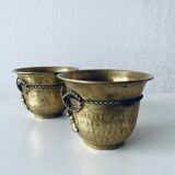 Pair of brass cord pot covers