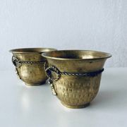 Pair of brass cord pot covers