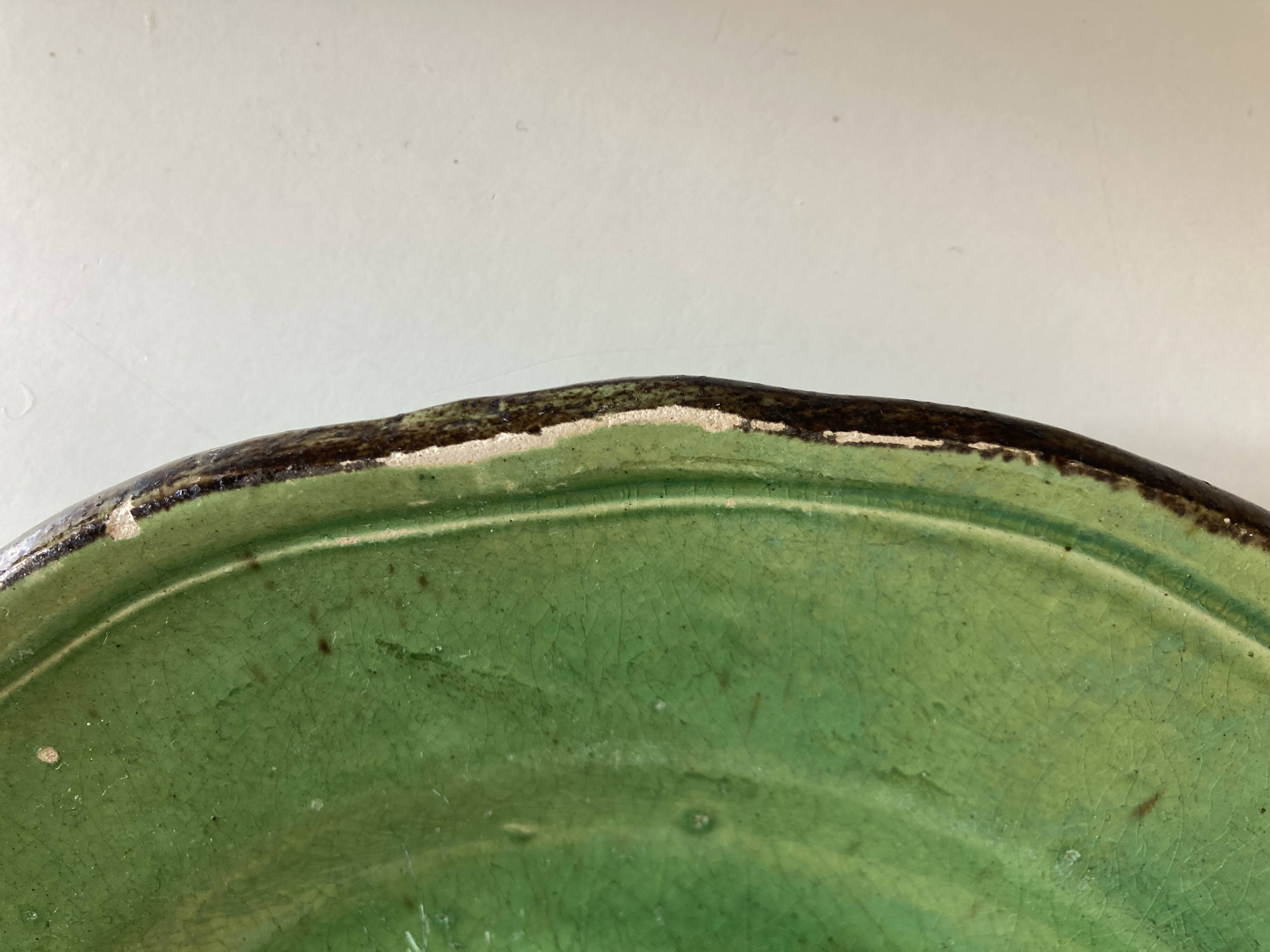 Plate Dieulefit in glazed stoneware with flutes Etienne Noel 1950