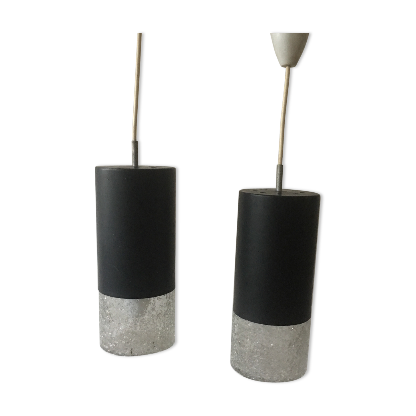 Pair of wall lamps in glass and metal 1960