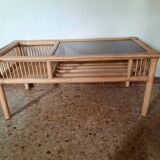 Table basse en bambou et rotin