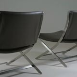 Pair of Flexform leather low chairs, Peter model, by Antonio Citterio