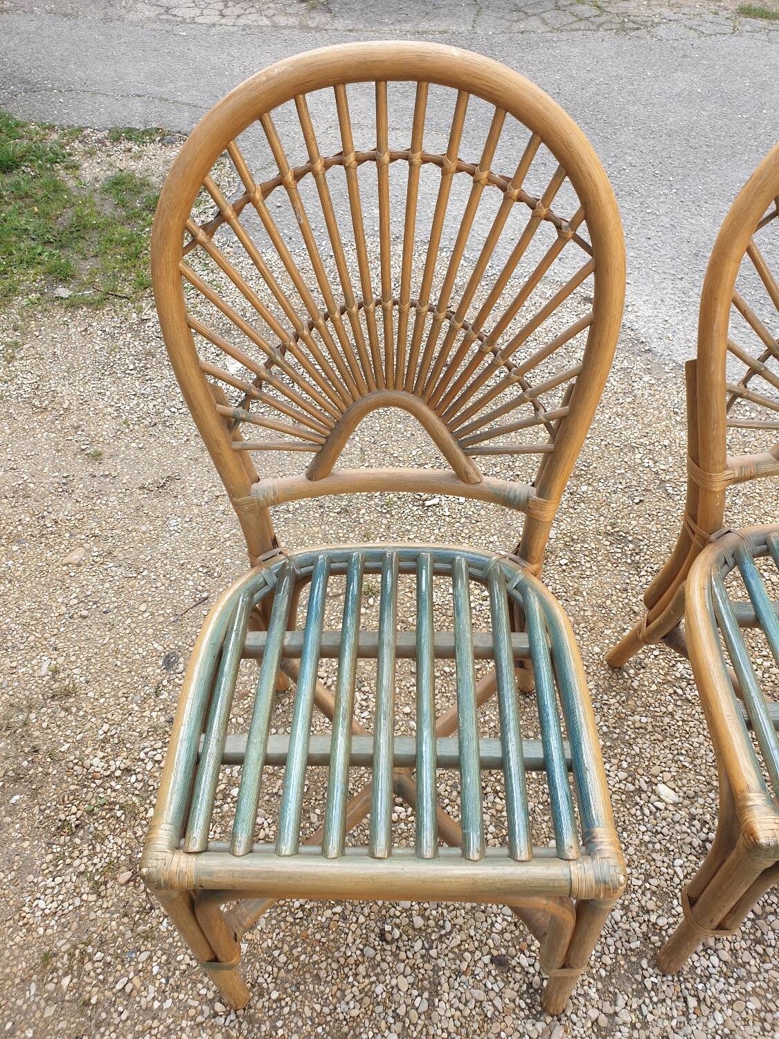 4 bamboo chairs