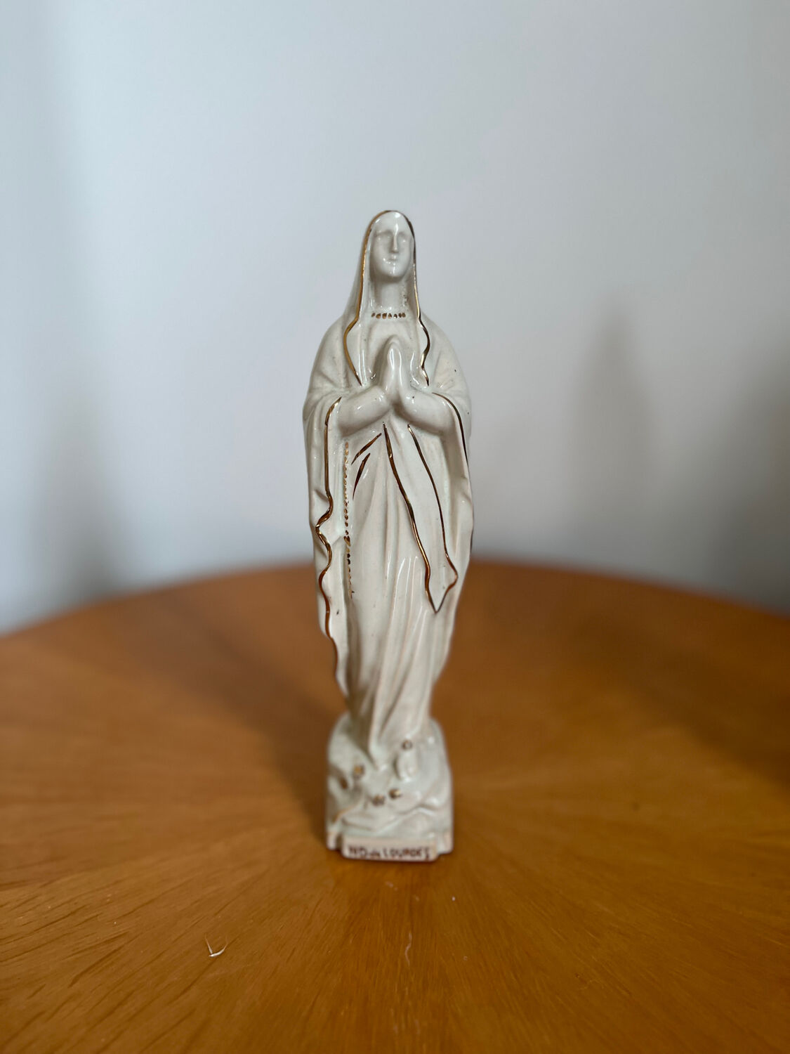 Ancient statuette Virgin Mary Our Lady of Lourdes