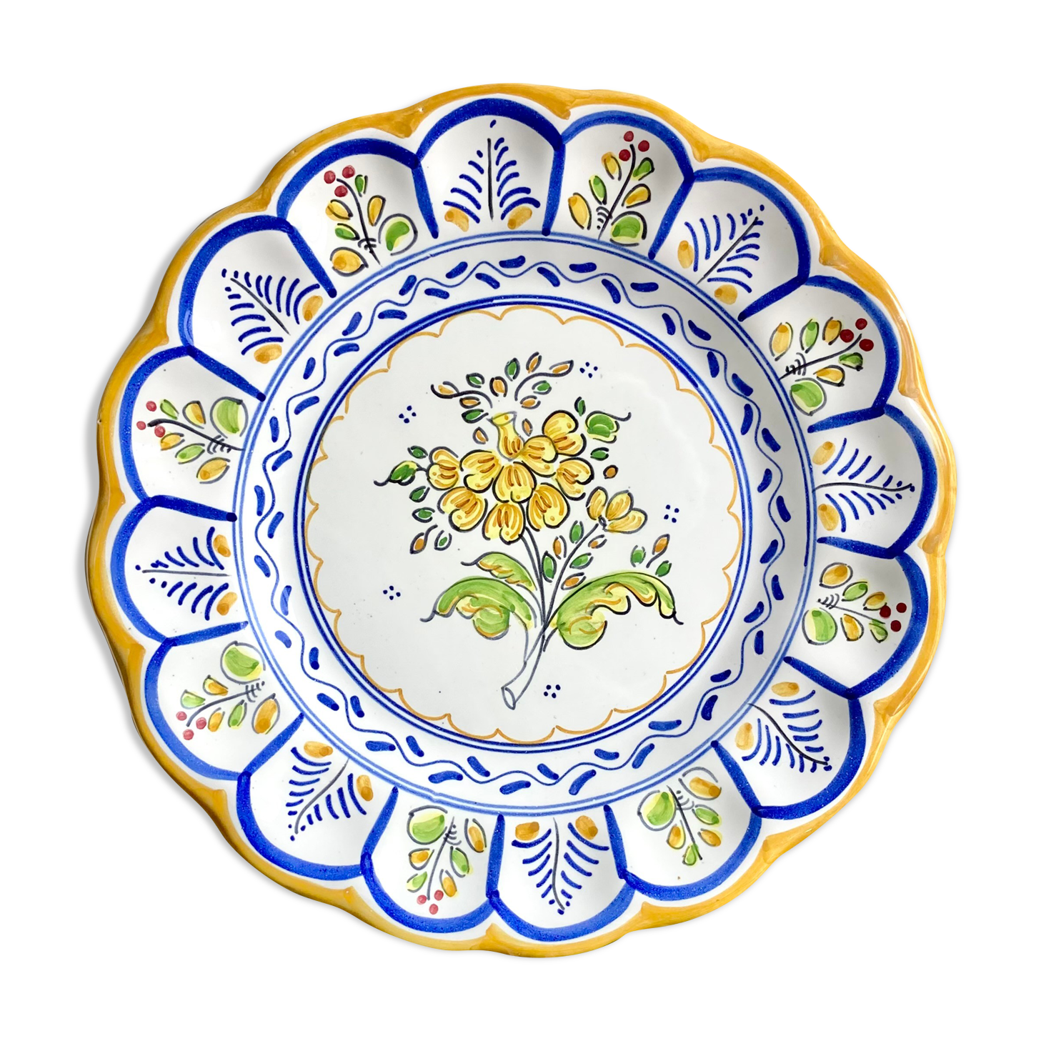 Hand-painted ceramic cake plate