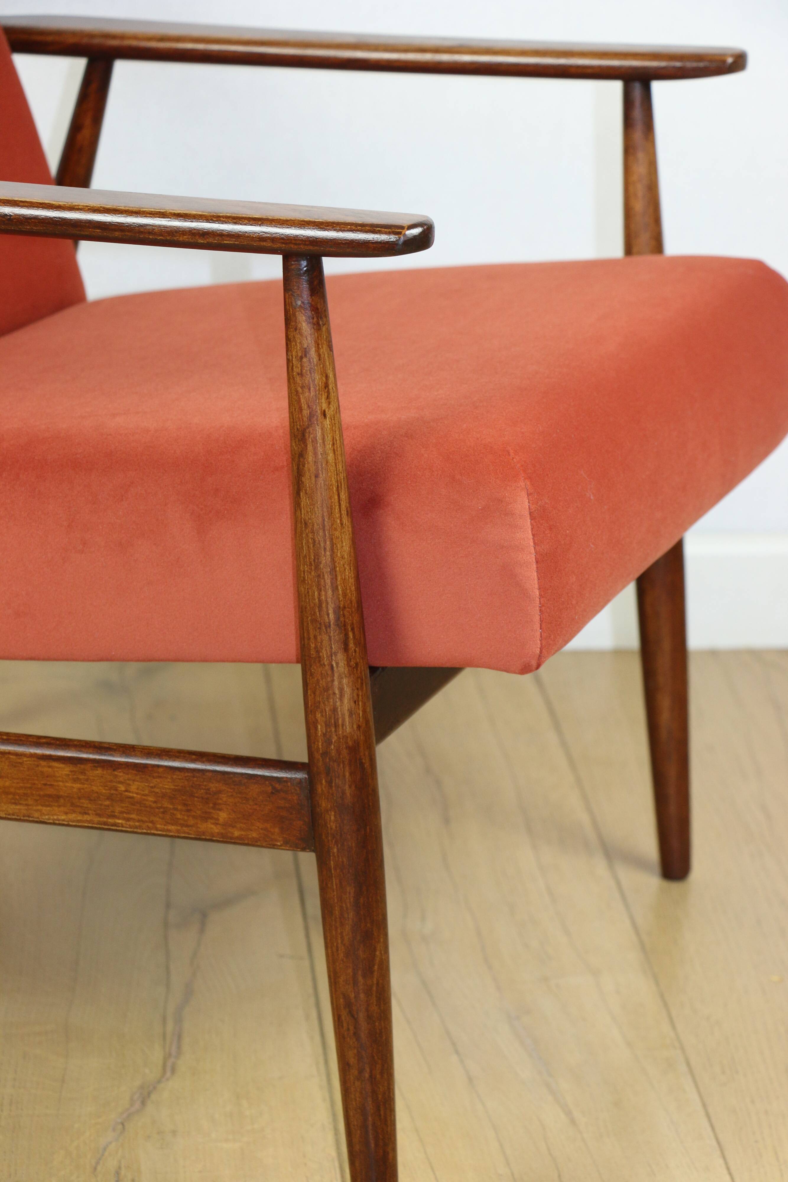 Armchair 'Lis', 1970s design by Henryk Lis orange-brick-terracotta - 2 pieces available