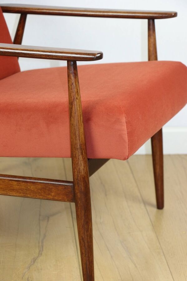 Fauteuil 'Lis', design des années 1970 par Henryk Lis, couleur orange-brique-terracotta - 2 pièces disponibles