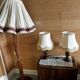 Pair of vintage turned wooden table or bedside lamps.