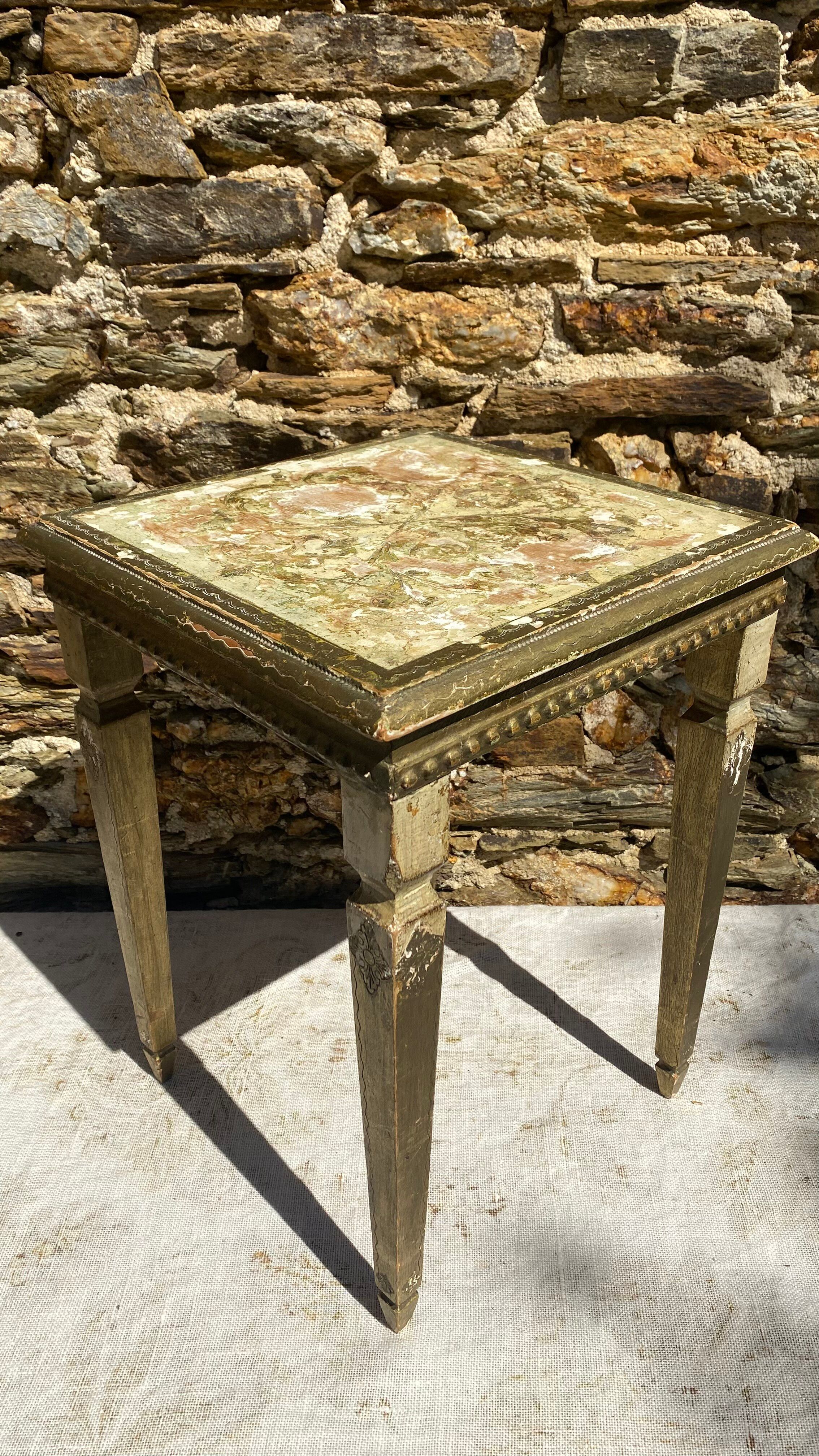 Bedside table, Florentine style side table.