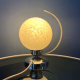 Vintage chrome table lamp with glass shade