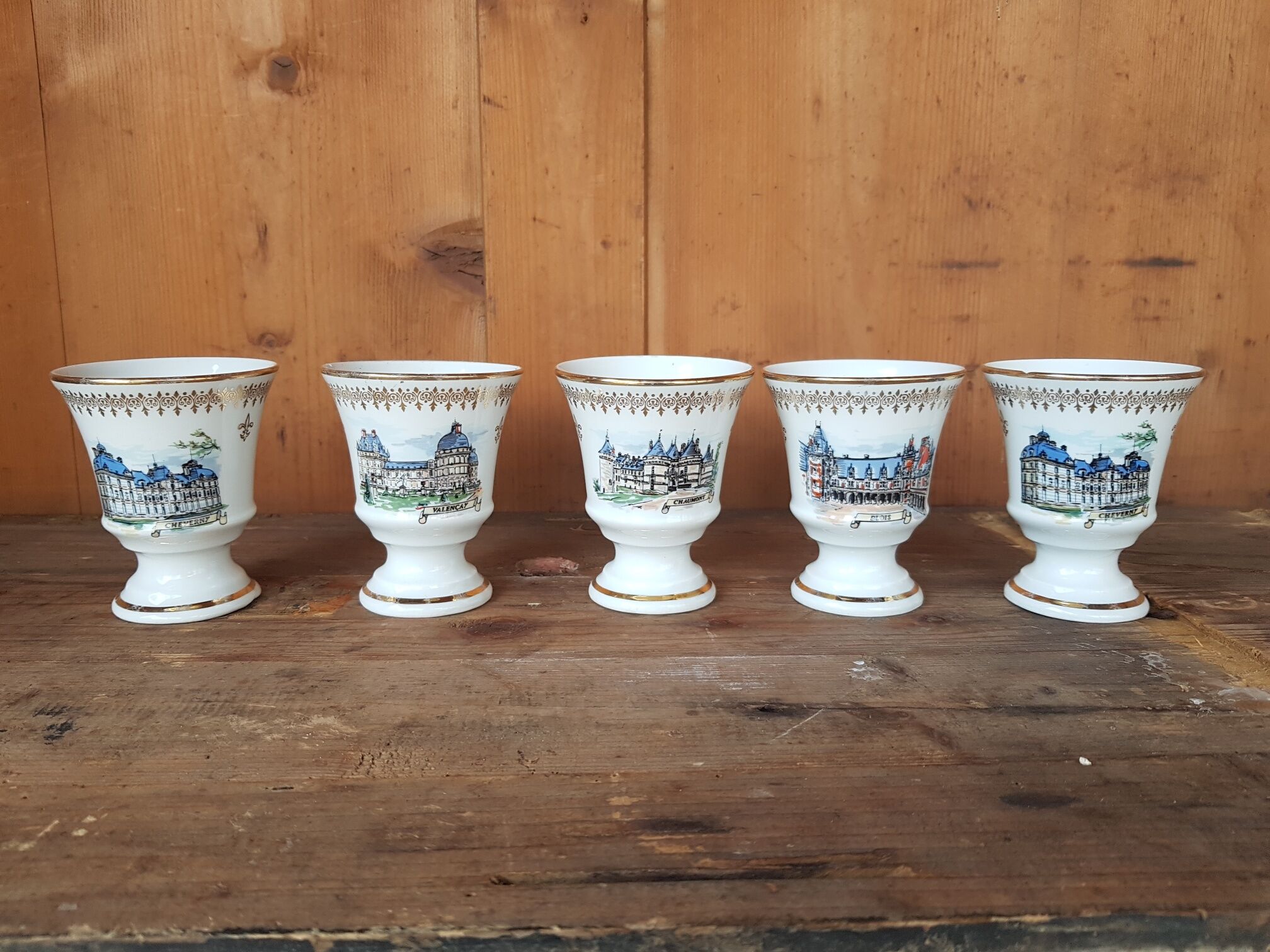 Set of 5 cups mazagrans mugs vintage porcelain