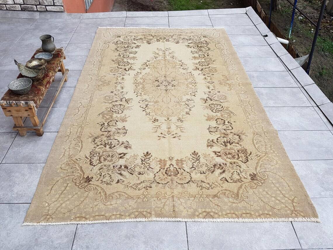 Beige Oushak Anatolian Floor Rug sku 844