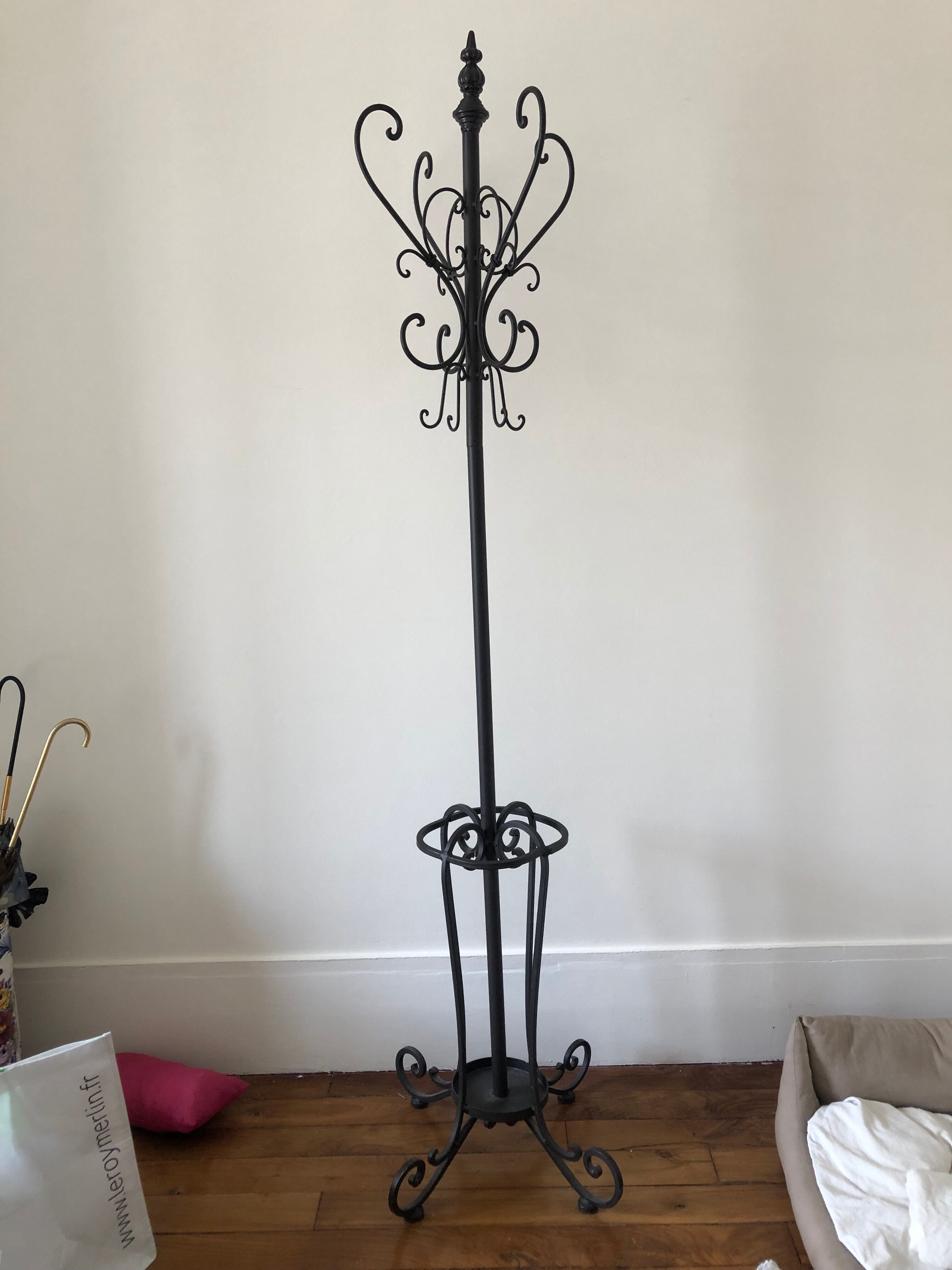 Wrought iron coat rack